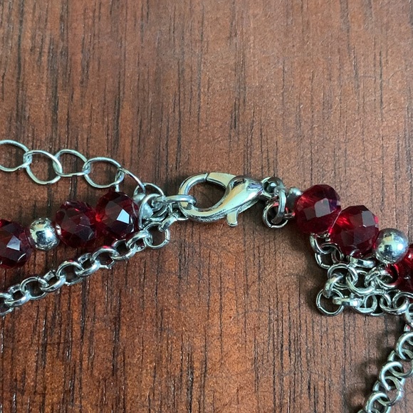 2 strand red and silver bead bracelet - Picture 3 of 3
